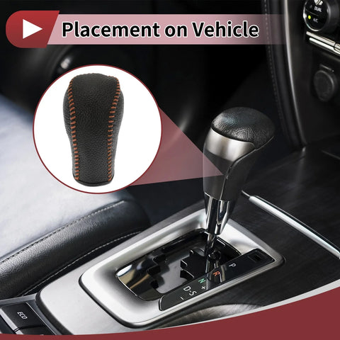 Hyundai Tucson 2015-2018 Black Brown Faux Leather Car Gear Shift Knob Cover