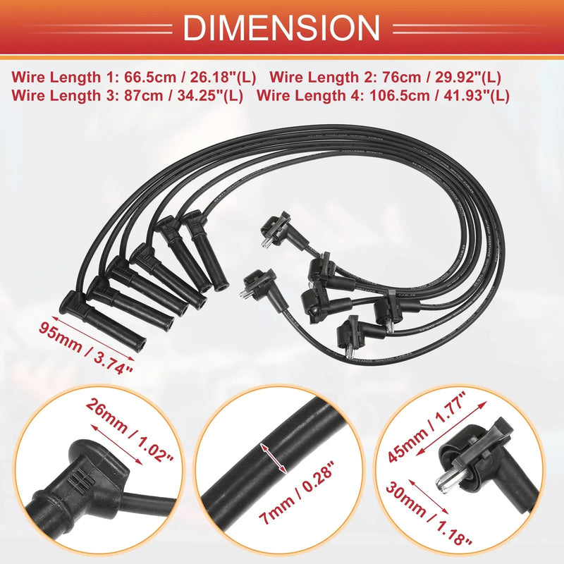 Ford Mustang 6 Pcs Spark Plug Wire Ignition Coil Cables (2005-2014)