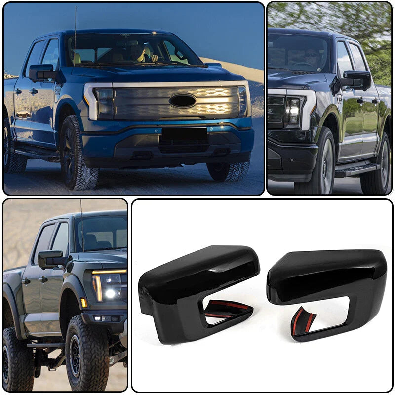 Ford F150 2021-2024 with Signal Hole Gloss Black Side Door Mirror Cover Cap