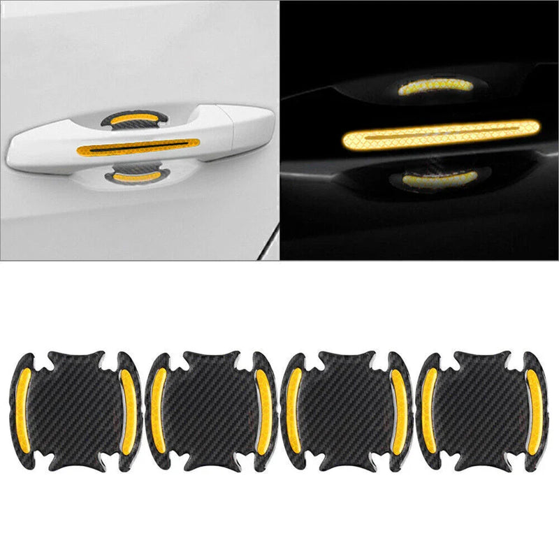 Car Carbon Fiber Gold Door Handle Reflective Sticker Scratch Cover