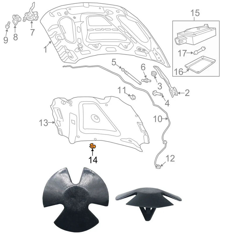 Dodge 15 x Hood Insulation Retainer Clips