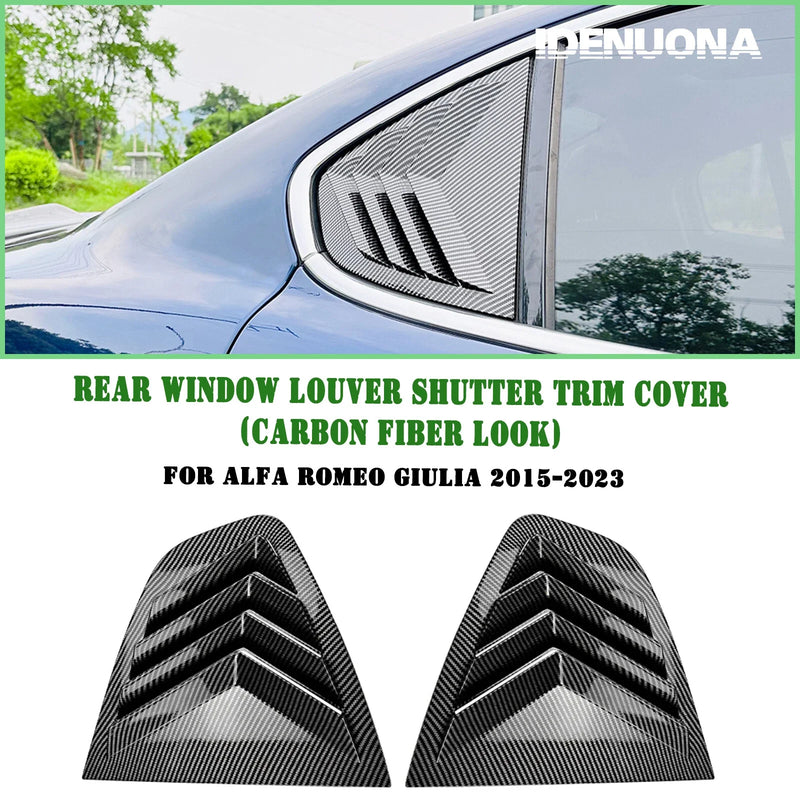 Alfa Romeo Giulia 2 x Carbon Look Rear Side Window Louvers (2015-2024)