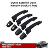 Exterior Door Handle Black Set 4 Fits Mitsubishi L200 Triton Pickup 2005-14 D06