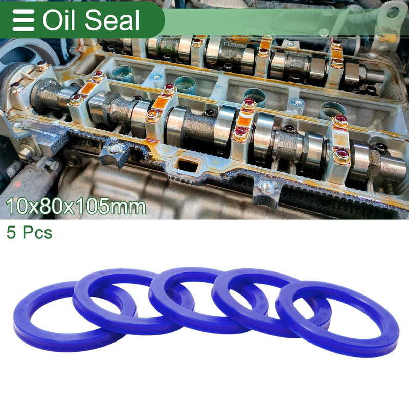 Oil Seal 80x105x10mm 5 Pcs Seal Ring Rotary Shaft Seal TPU Blue High Pressure