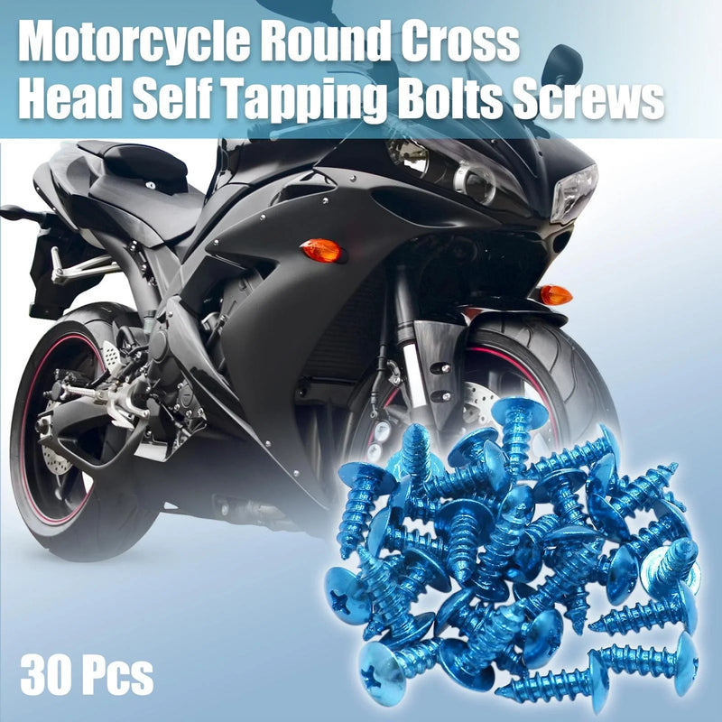 Motorcycle Car Bolts 30pcs Round Cross Head Self-Tapping