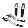 Yamaha TMAX 500 530 Silver Extendable Brake Clutch Levers Grip Set