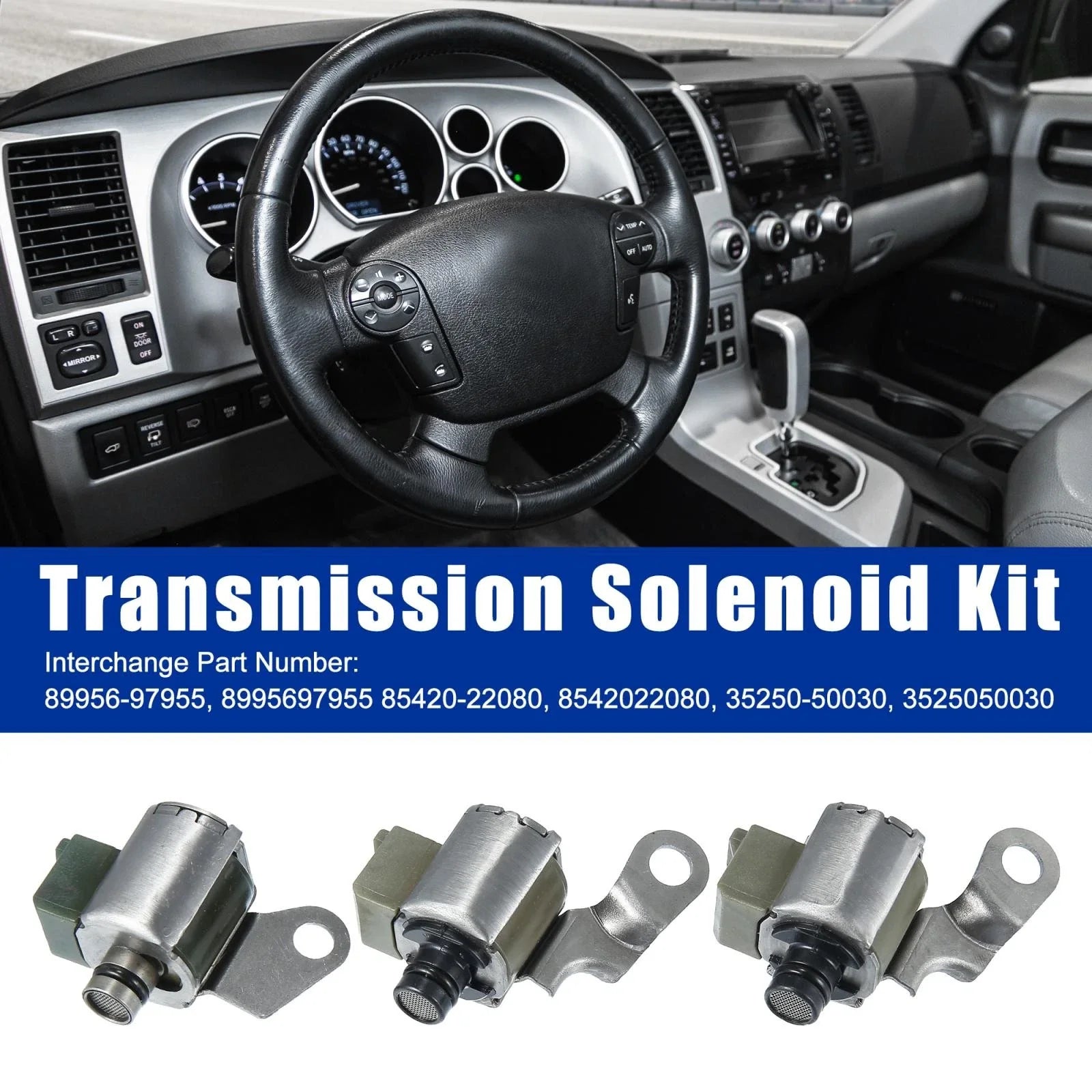 3 Pcs Shift Lock Up Solenoid Kit for Toyota A340E Transmission