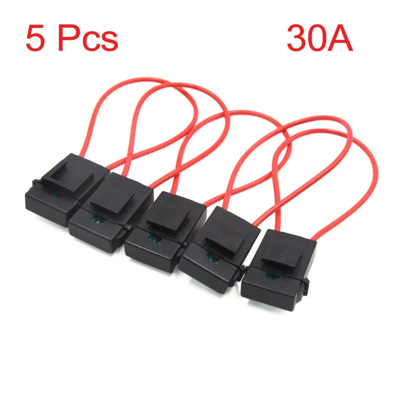 Motorcycle Car 5 x 30A Red Inline Mini Power Blade Fuse Holders