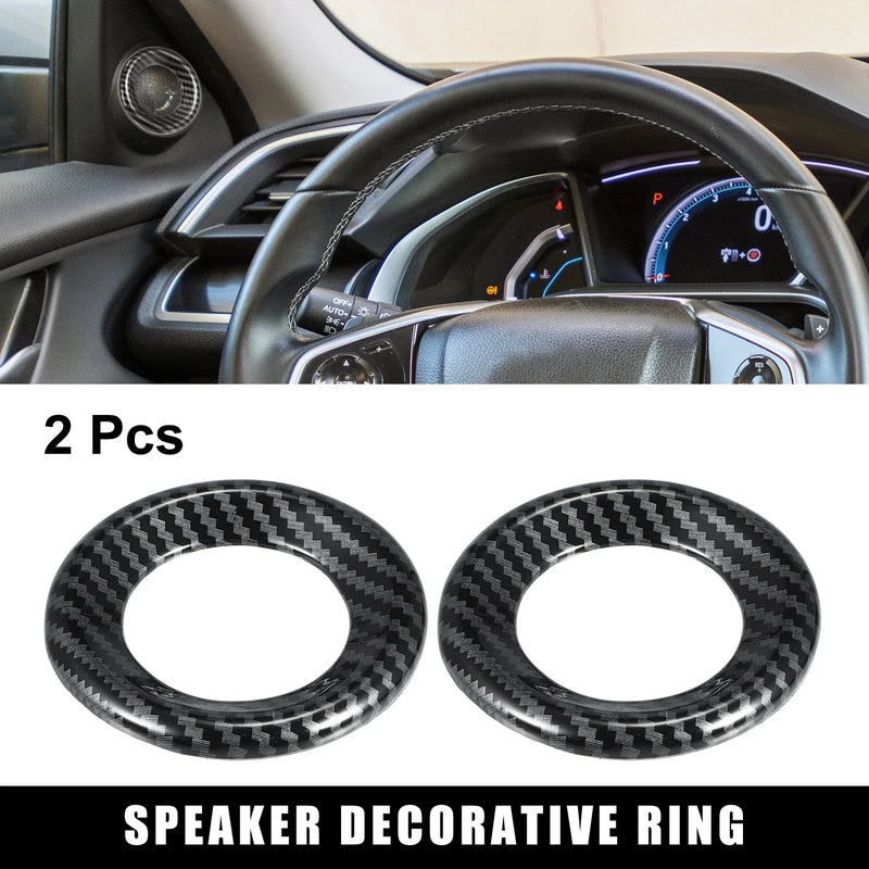 Honda Civic (2016-2023) - Carbon Fiber Black 2 x Car Loudspeaker Circle Trims