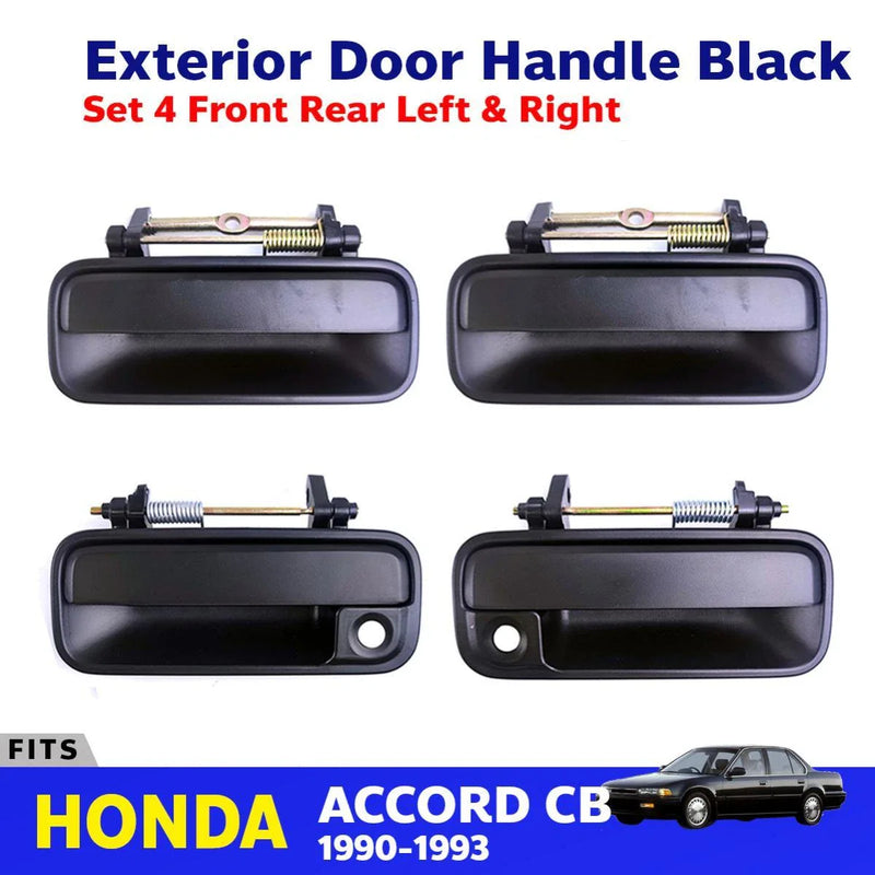 Exterior Outer Door Handle BlacK Set 4 Fits Honda Accord CB 4D Sedan 1990-93 D06
