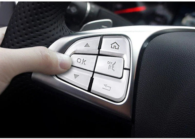Benz C GLC C200 C350 C300 12pcs Steering Wheel Remote Buttons Cover Trim