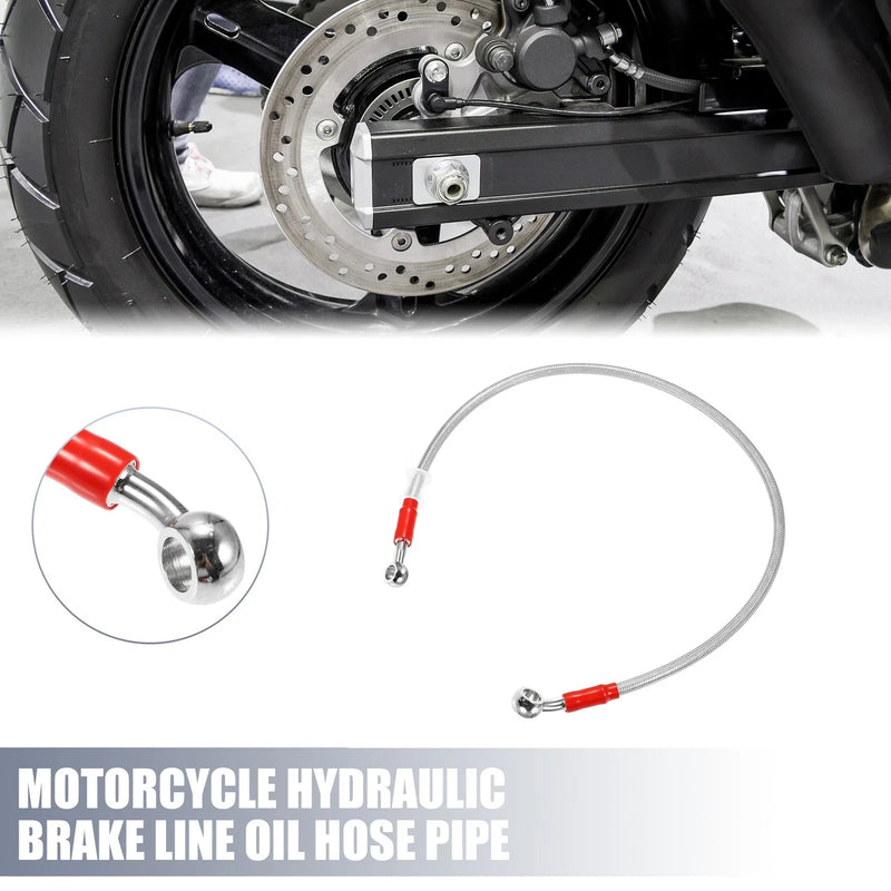 65cm 25.59 Motorcycle Hydraulic Brake Line Oil Hose Pipe 28° 0° Silver Tone