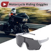 Motorcycle Riding Goggles Black Lens White with Black Spots Frame Sunglasses