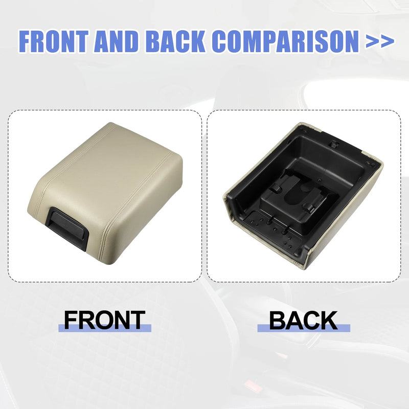 Ford F-150 (2015-2023) Beige Faux Leather Center Console Lid Armrest Cover
