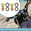 Motorcycle 2 x M8x1.25 23mm Length 3 Hole Hollow Bolt Screw with Washer