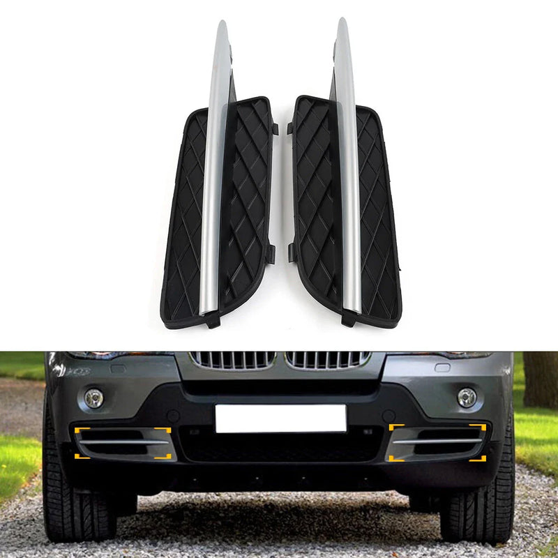BMW X5 E70, X6 Fog Light Lower Grill w/Silver Trim (2007-2013)