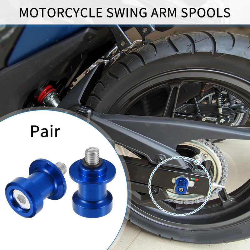 Make Model Pair Motorcycle Swingarm Spools 8mm CNC Swing Arm Sliders Blue
