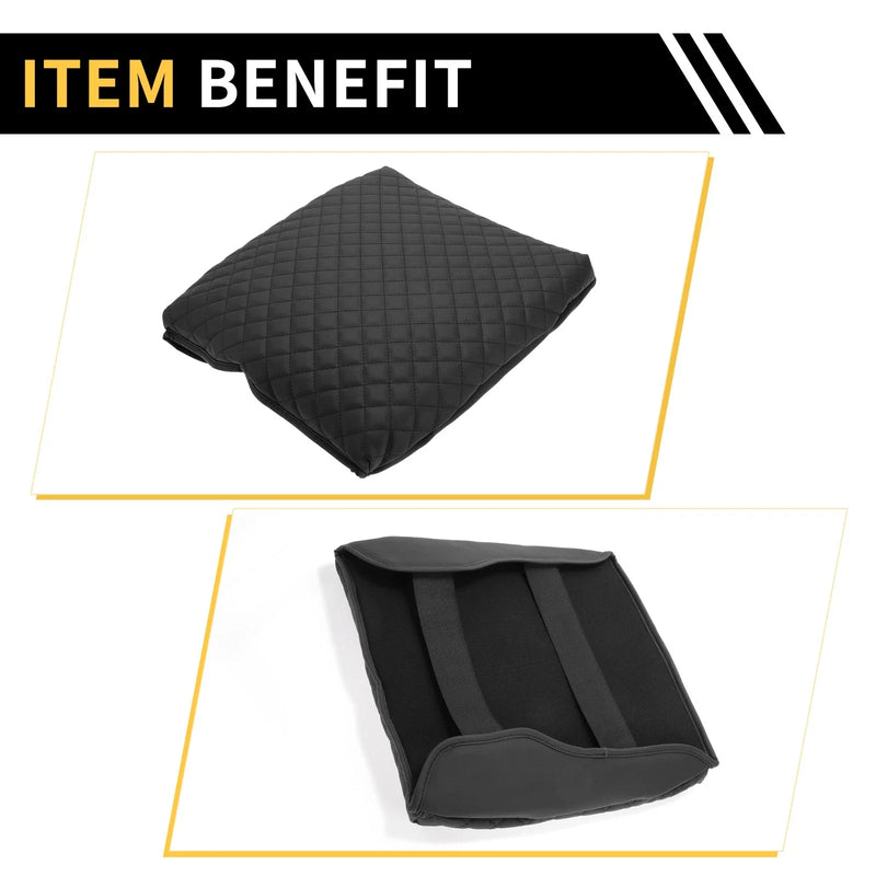 Dodge Ram Microfiber Leather Square Pattern Black Armrest Cover