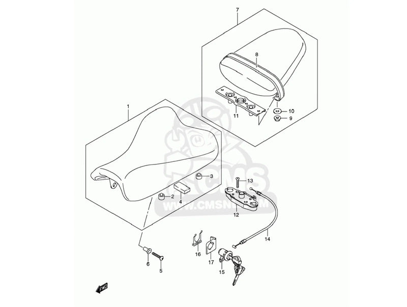 Suzuki Asiento Tornillos Trasero carenado Inoxidable 2 x