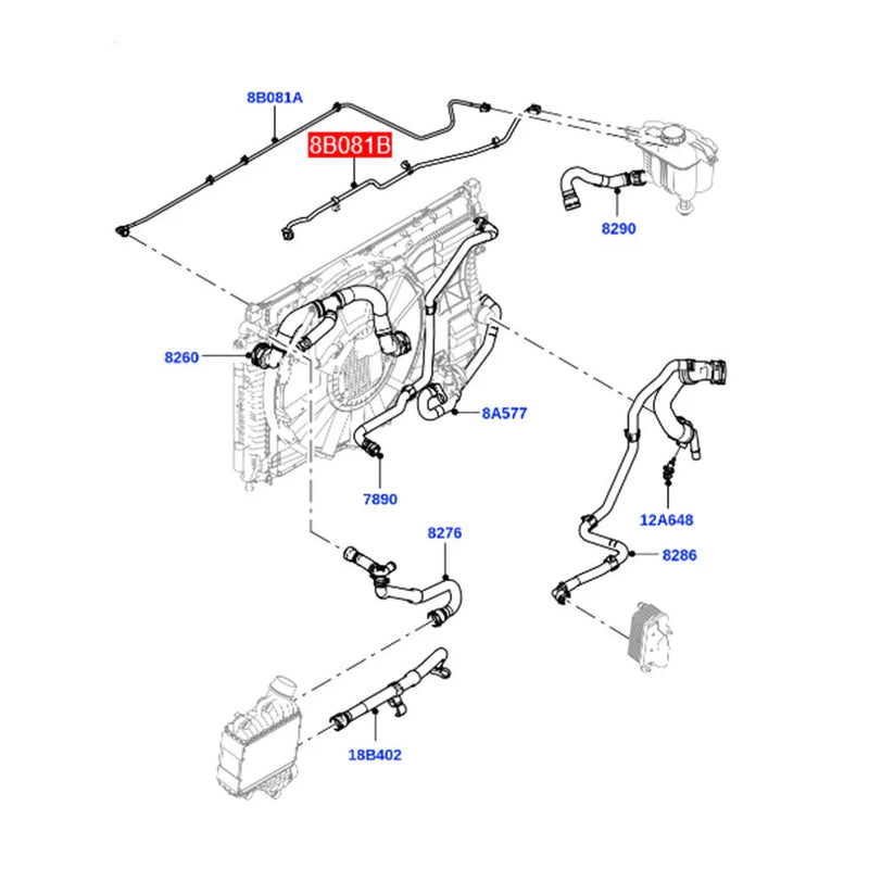 Land Rover Discovery Sport, Range Rover Evoque Coolant Overflow Hose (2015-2023)