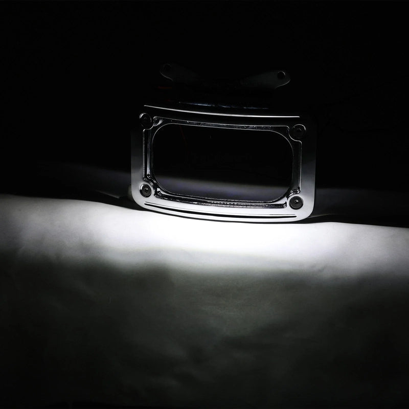 Harley Street Road Glide Chrome Curved Laydown License Plate Mount Light