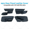 VW Jetta Golf MK5 4 x Black Leather Door Armrest Panel Covers (2005-2010)