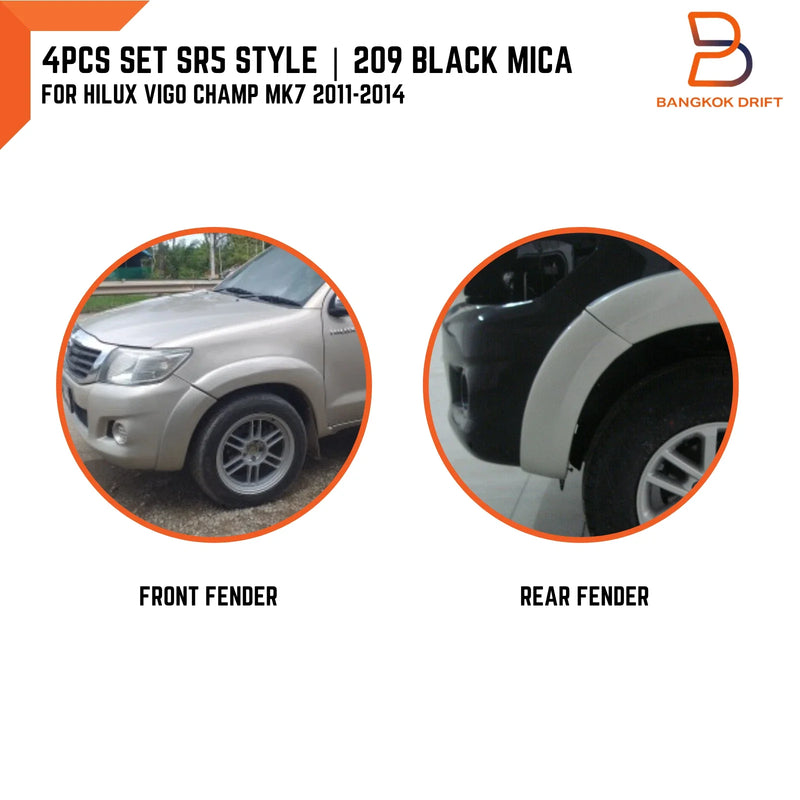 Toyota Hilux Ute Front 209 Black Fender Flares (2011-2014)