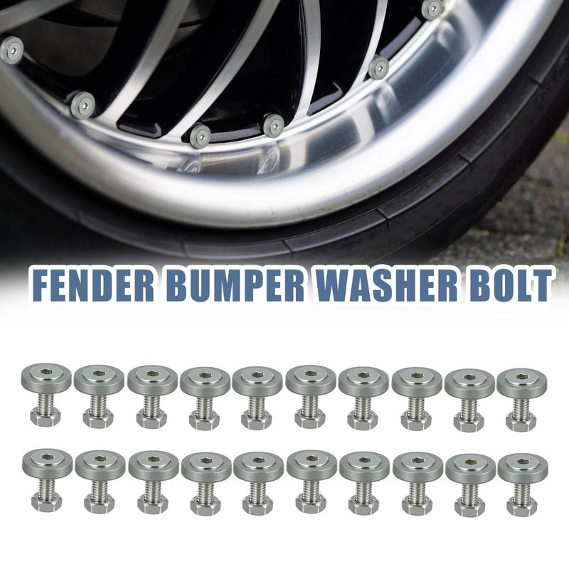 Motorcycle 20 x Titanium Tone M6 Fender Washer Bolt Nut Fastener