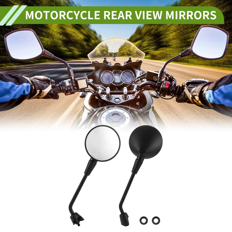 Motorcycle Round Handlebar Mirrors Black Iron Plastic Rear View Mirrors M8