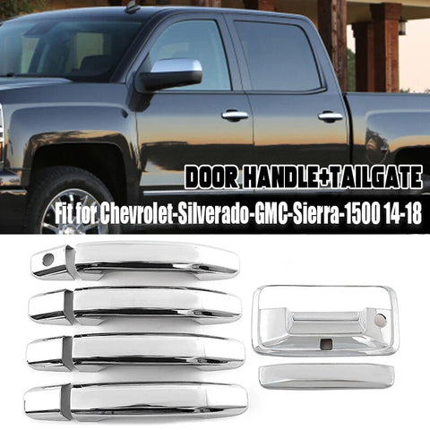 Chevy Silverado GMC Sierra Trunk Tailgate Handle Cover Trim 5PC (2014-2019)