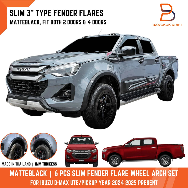 Isuzu D-Max Ute 3" Matte Black Fender Flares (2024-2025)