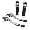 Kawasaki ZX14R Silver Extendable Brake Clutch Levers Grips Set (2006-2023)