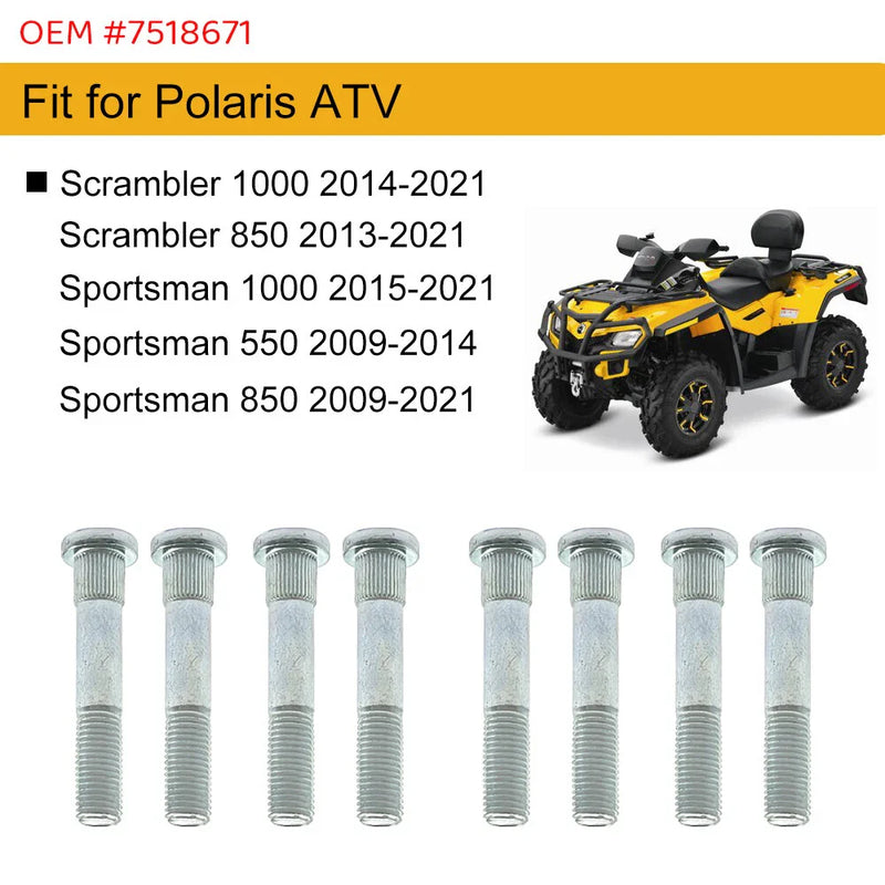 Polaris Sportsman 550 850 1000 XP X2 Touring SP 8PCS Front/Rear Wheel Studs