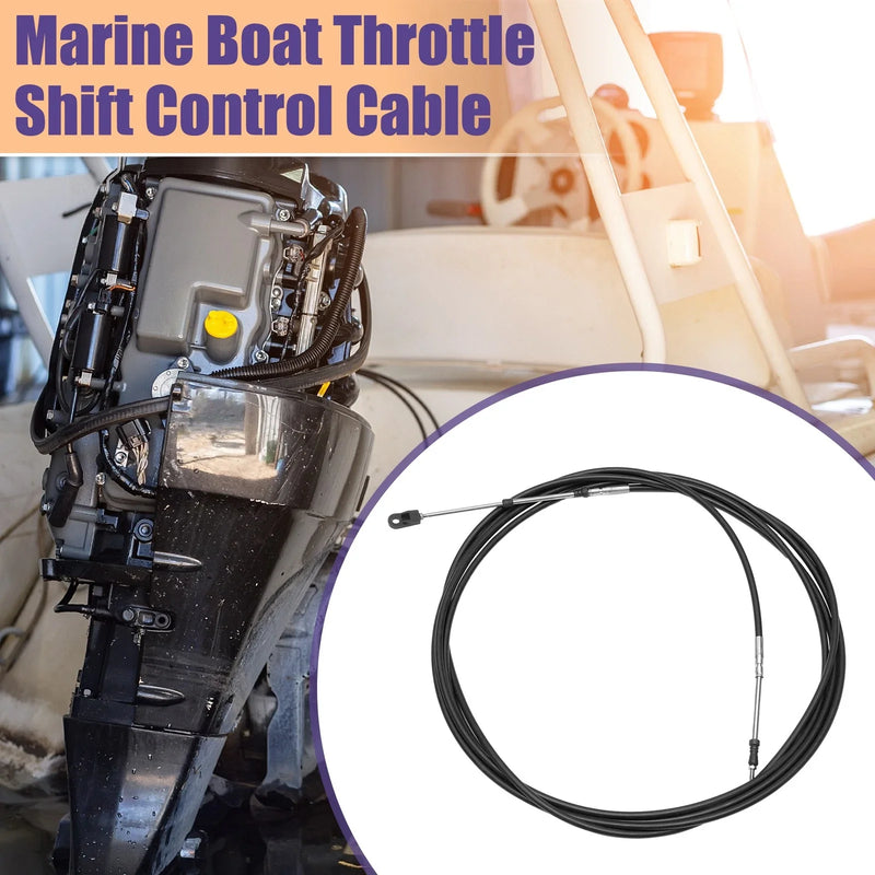 Marine Throttle Control Cable 600cm 20FT Black with Fastening Head