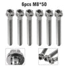 Motorcycle Bike 6pcs M8x50mm Titanium Torx Head Flange Screws