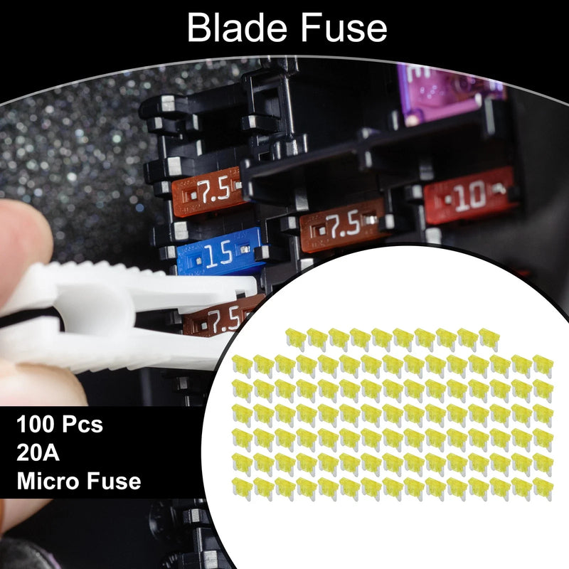 Car Boat Truck RV Motorcycle 100 Pcs Micro Fuse 20A Blade Fuse