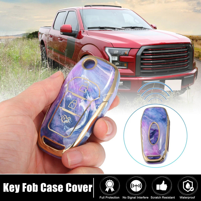 Ford F150 Key Fob Remote Control Cover 3 x Button TPU Shell Purple (2015-2018)