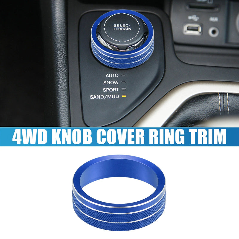 Jeep Cherokee, Compass (2014-2021) Blue 4WD Knob Cover Trim