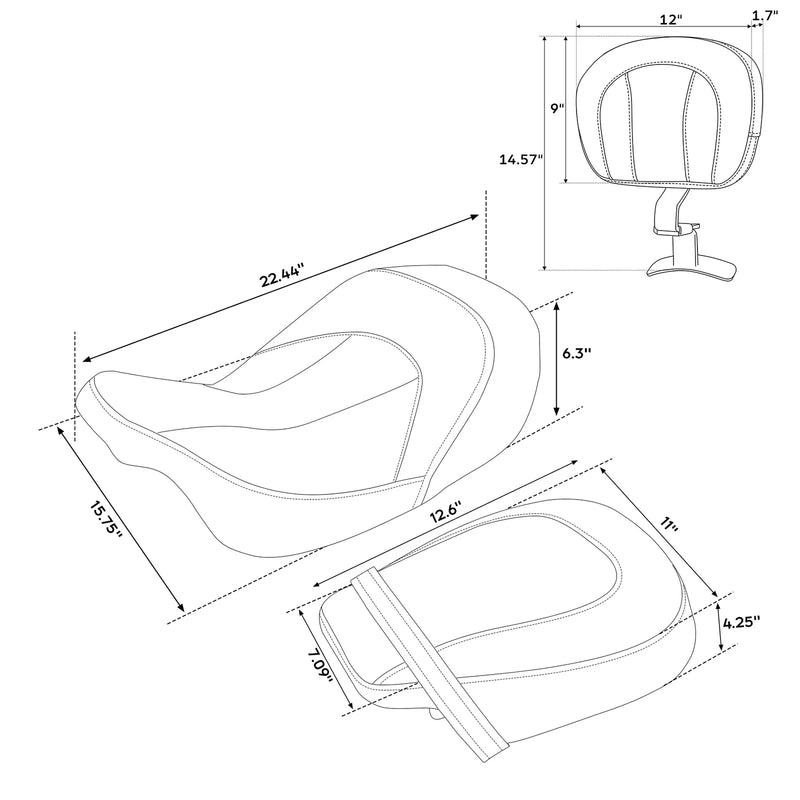Harley CVO Street Glide Driver & Passenger Seats & Rider Backrest (2009-2023)