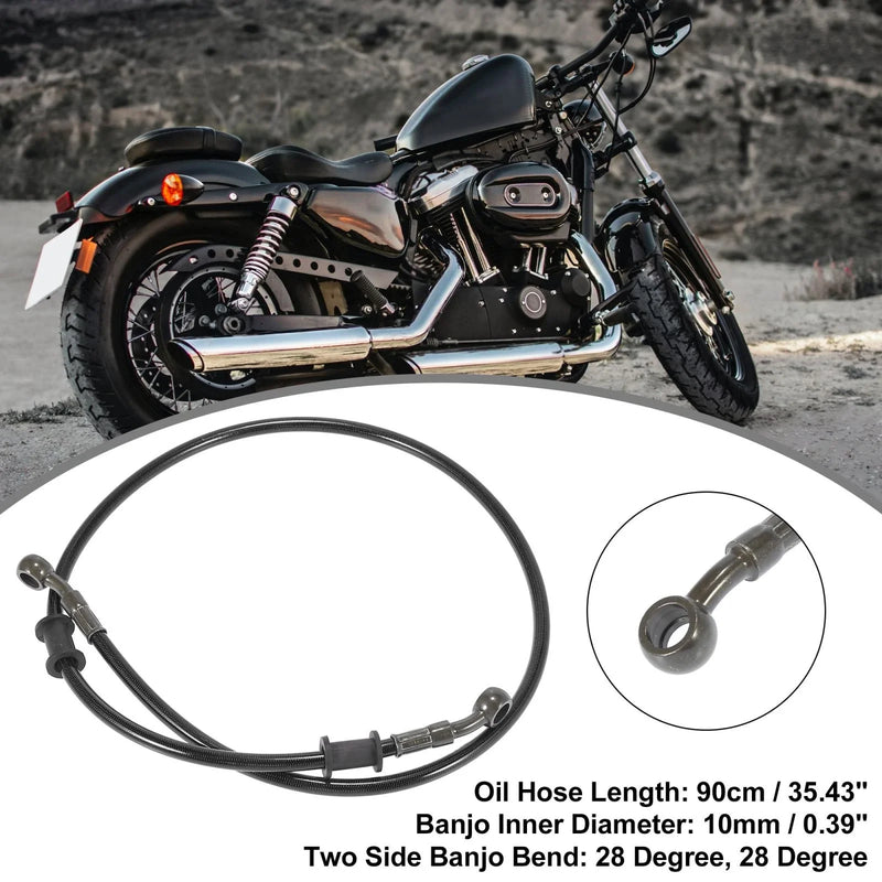 Motorcycle ATV Brake Clutch Oil Hose 90cm 28 Degree Banjo Bend Black