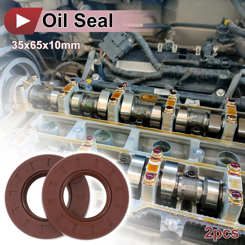 2 x Oil Seal 35x65x10mm Brown Rotary Shaft Seal FKM Rubber Seal Ring