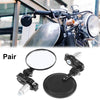 Motorcycle 2 x Rearview Mirrors 3" Round Folding Bar End Black