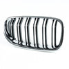 BMW F10 5 Series Double Rib Chrome & Black Front Kidney Grille (2011-2017)