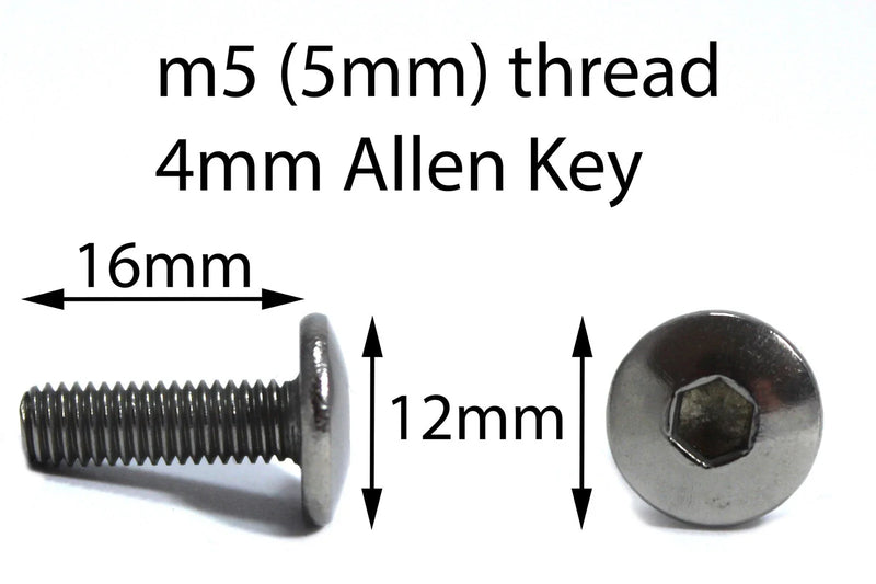 Universal 10x Aluminio Negro carenado Tornillos m5 x16mm Pan Cabeza