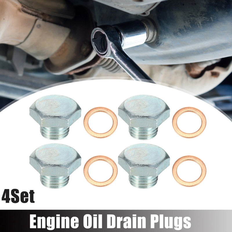 Buick Silver Tone M14x1.5 Car Oil Drain Plug with Washer 4x