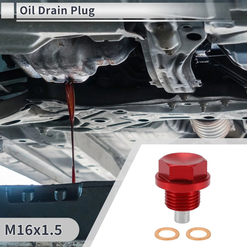 Car, Motorcycle, Boat Red Set M16x1.5 Engine Oil Drain Plug with Gasket