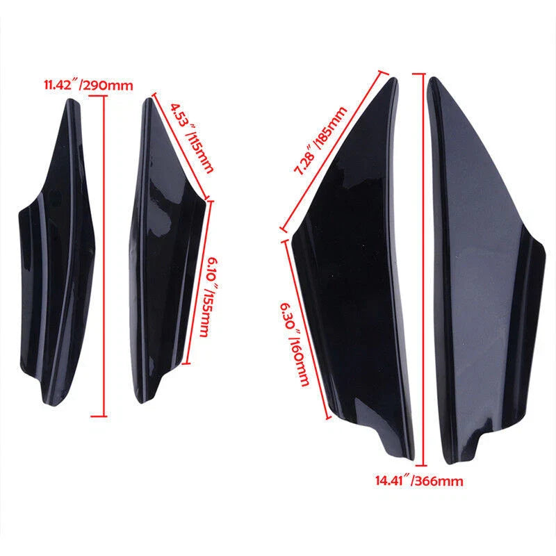 4 x Car SUV Bumper Canard Splitter Diffuser Valence Spoiler Lip Gloss Black