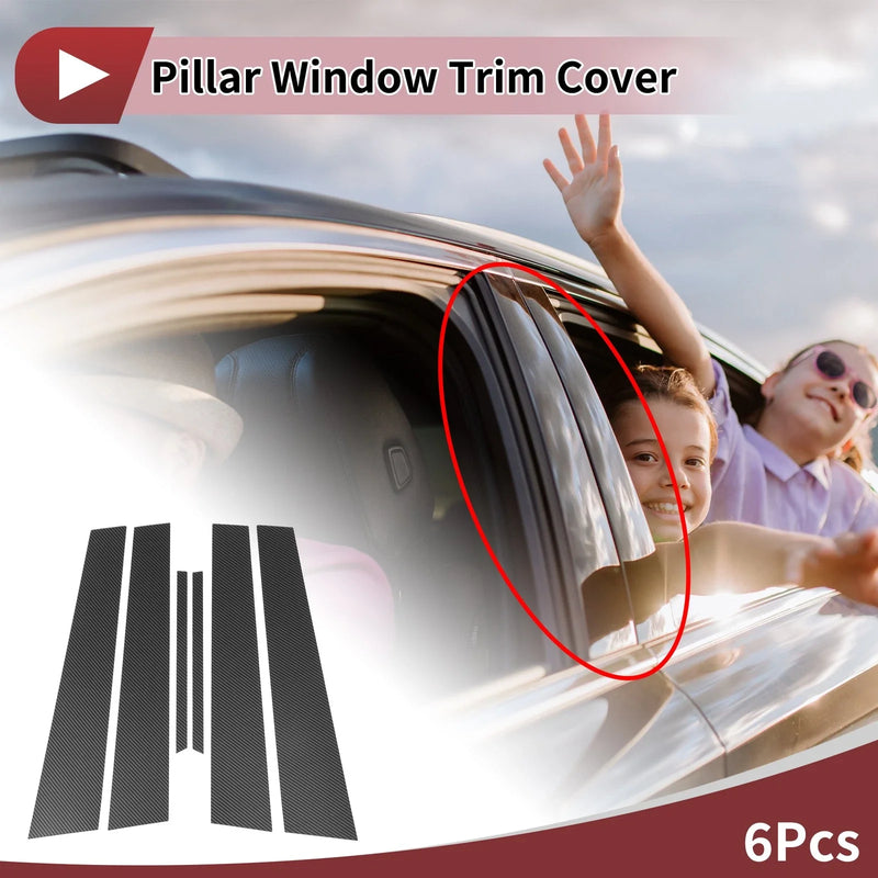 Toyota Crown 6 Pcs Car Door Pillar Window Trim Black Carbon Fiber (2009–2012)