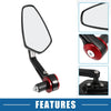 Motorcycle Handlebar Rearview Mirror Clear Lens Red 1 Pair