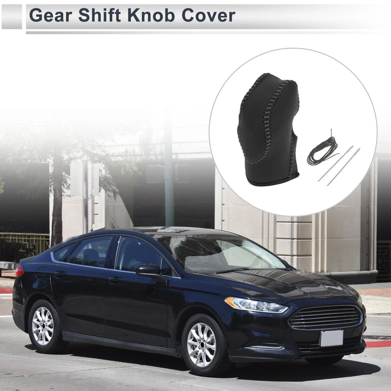 Ford Fusion 1 Pc Gear Shift Knob Cover Black/Grey Faux Leather (2013-2016)